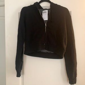Brandy Melville black cropped zip-up hoodie